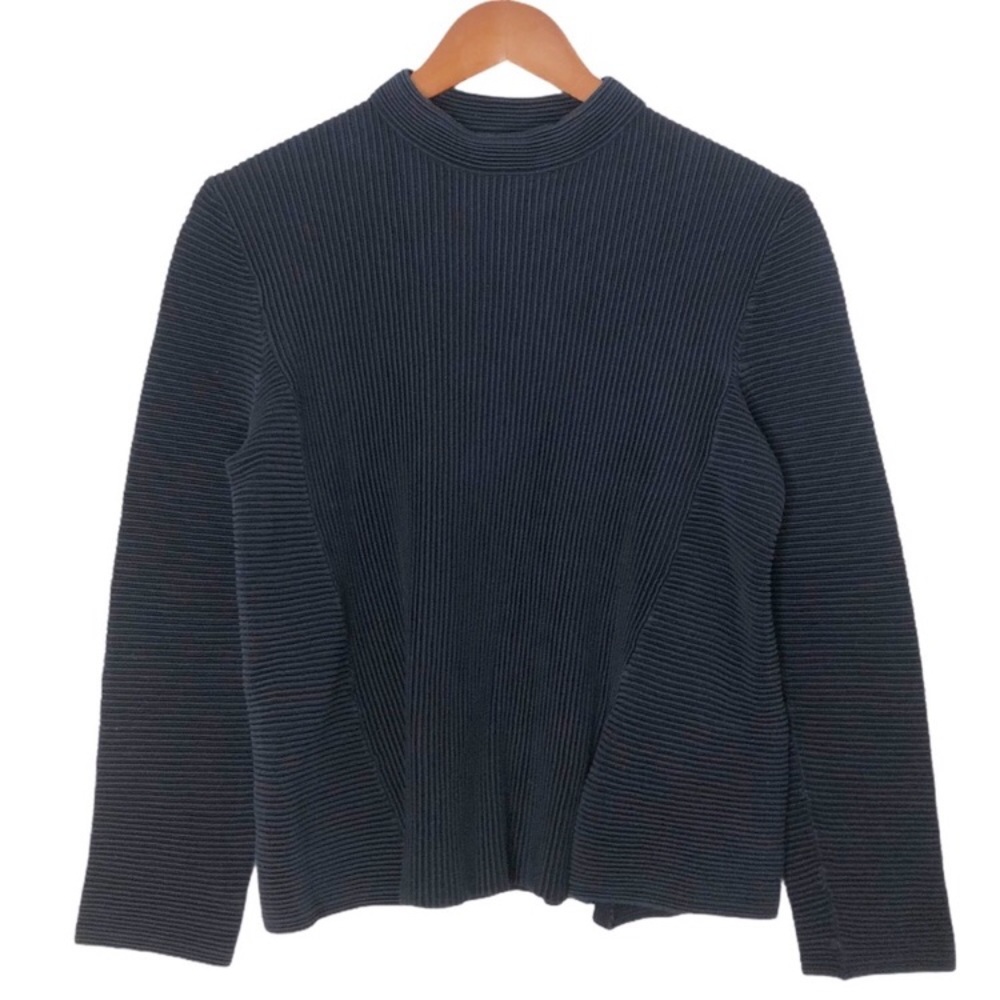 COS Ribbed Textures Mock Neck Long Sleeve Knit Top